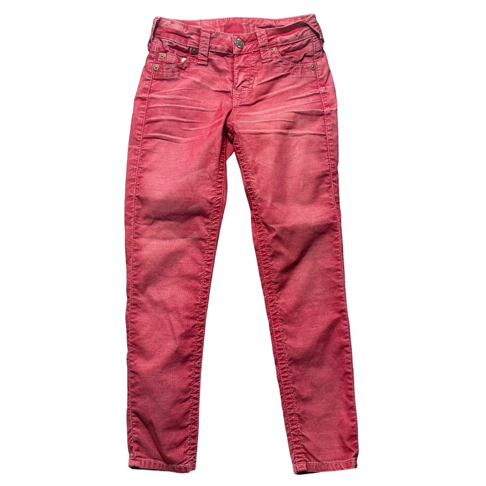 True Religion Womens Red Corduroy Skinny Jeans Size 24‎ Buddha Brand